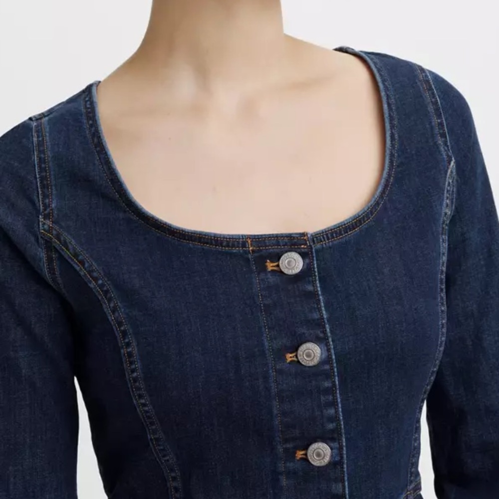 Levi’s Veda Denim Button-Front Dress Size M Cotton Dark Wash